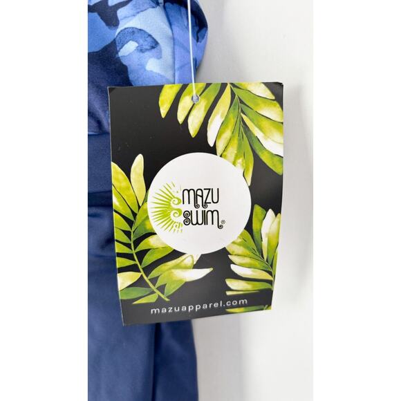 Mazu Apparel Womens Navy Iridescent Bloom Twist Knot One Piece Swimdress 22W NWT - Picture 11 of 12